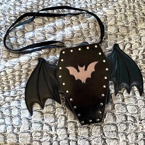 NWOT Gothic bat coffin purse bag